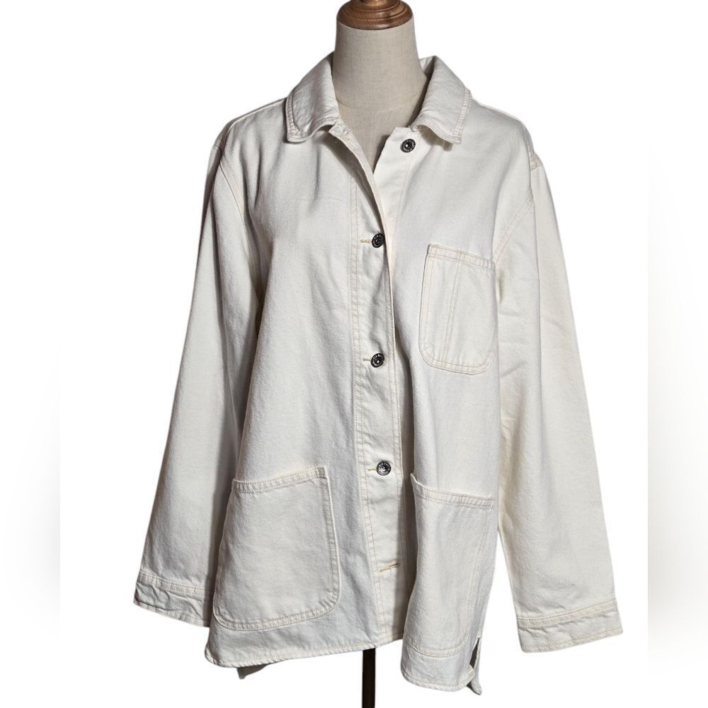 Old Navy White Denim Shirt Jacket